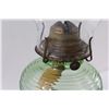 Image 7 : *Uranium Glass Kerosene Lamp w/Hurricane Glass Lamp Shade - 18.5" Tall x 5" Wide