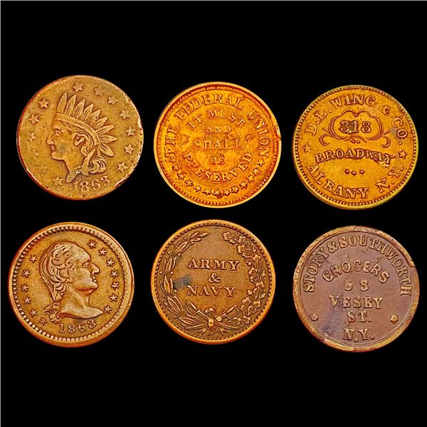 [6] 1863 Varied U.S. Tokens HIGH GRADE