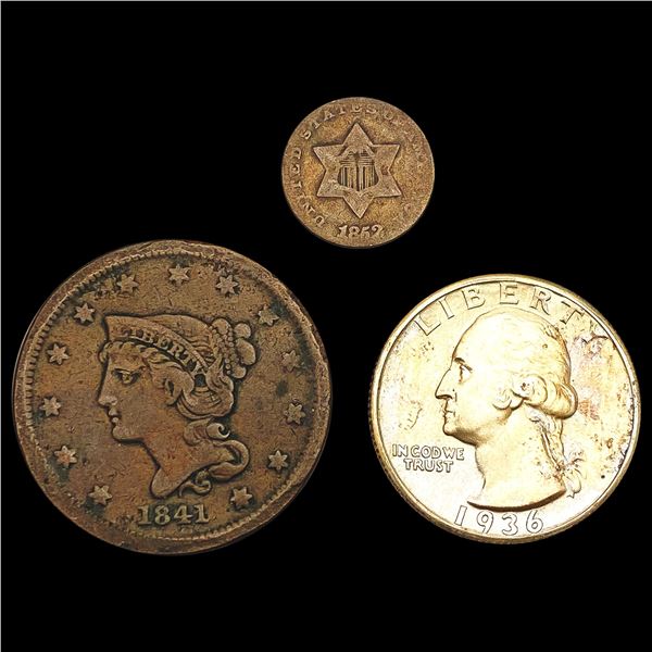 1841-1936 US Type Coinage Lot [3 Coins] HIGH GRADE