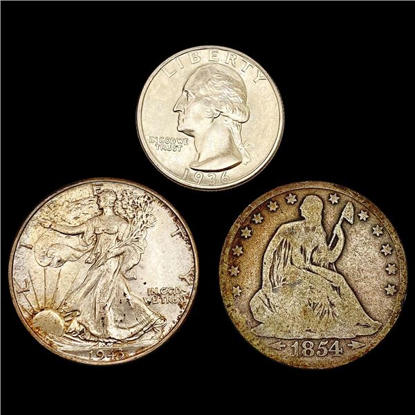 1854-1943 US Type Coinage Lot [3 Coins] HIGH GRADE