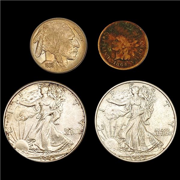 1864-1945 Varied US Coinage Lot [4 Coins] HIGH GRADE