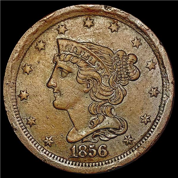 1856 Braided Hair Half Cent CLOSELY UNCIRCULATED