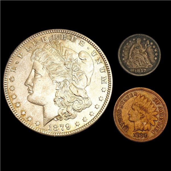 1857-1880 Varied US Coinage Lot [3 Coins] HIGH GRADE