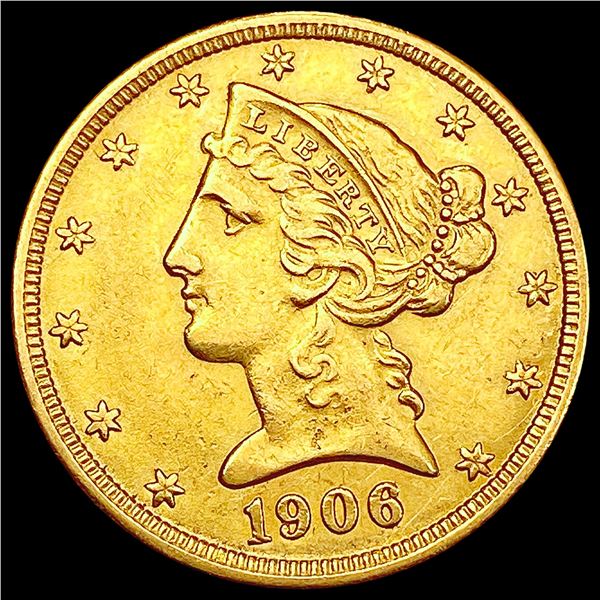1906-D $5 Gold Half Eagle CLOSELY UNCIRCULATED