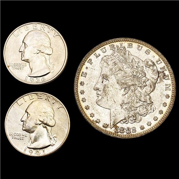 1882-1941 Varied US Silver Coinage Lot [3 Coins] HIGH GRADE