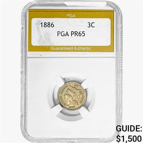 1886 Nickel Three Cent PGA PR65