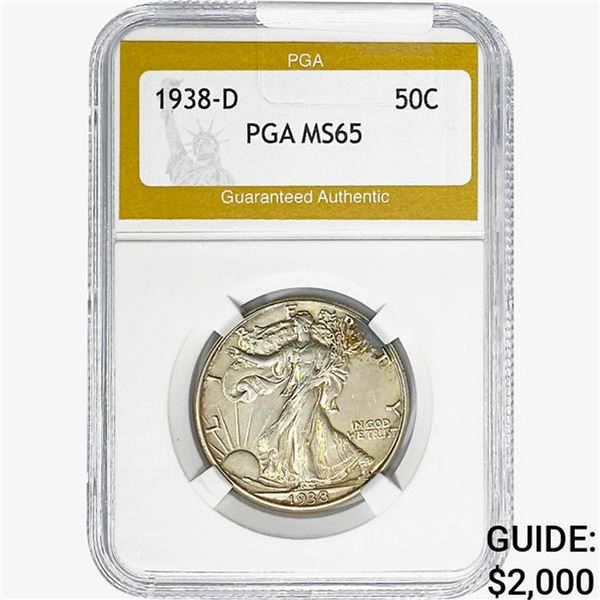 1938-D Walking Liberty Half Dollar PGA MS65