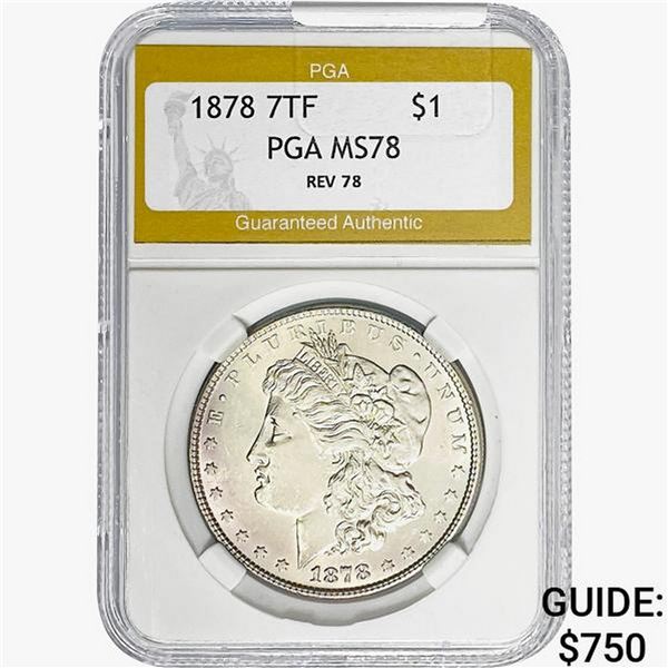 1878 REV 78 Morgan Silver Dollar PGA MS63+