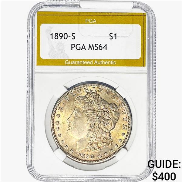 1890-S Morgan Silver Dollar PGA MS64