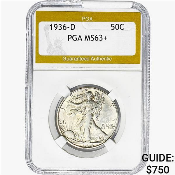 1936-D Walking Liberty Half Dollar PGA MS63+