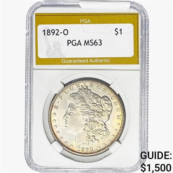 1892-O Morgan Silver Dollar PGA MS63