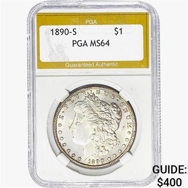 1890-S Morgan Silver Dollar PGA MS64