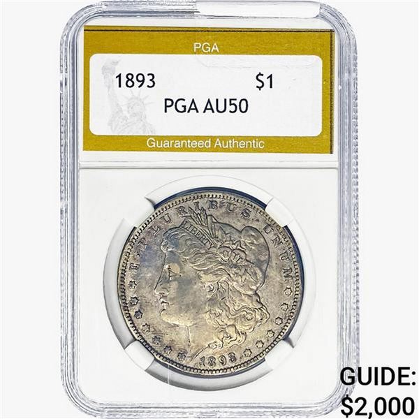 1893 Morgan Silver Dollar PGA AU50