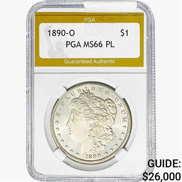 1890-O Morgan Silver Dollar PGA MS66 PL