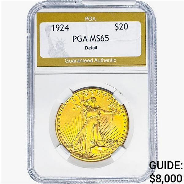 1924 $20 Gold Double Eagle PGA MS65 DETAIL