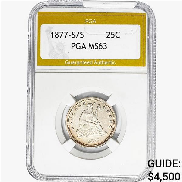 1877-S/S Seated Liberty Quarter PGA MS63
