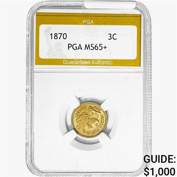 1870 Nickel Three Cent PGA MS65+