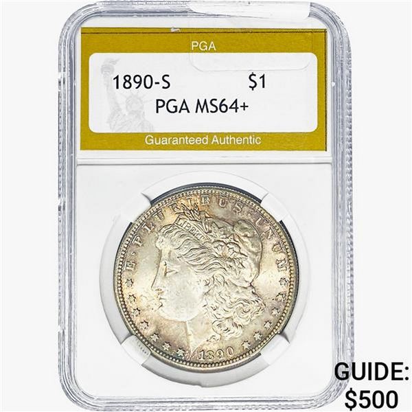 1890-S Morgan Silver Dollar PGA MS64+