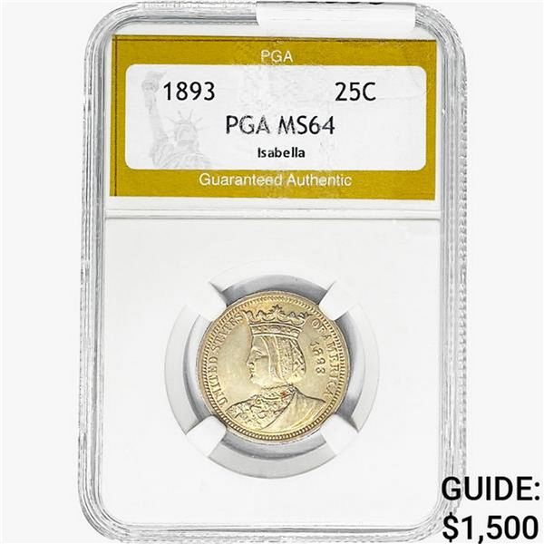 1893 Isabella Silver Quarter PGA MS64