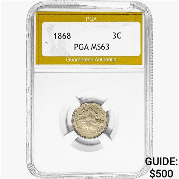 1868 Nickel Three Cent PGA MS63
