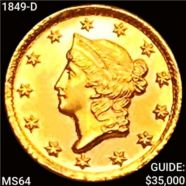 1849-D Rare Gold Dollar CHOICE BU
