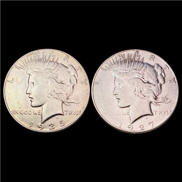 [2] 1927-S&1935 Silver Peace Dollar CLOSELY UNCIRCULATED