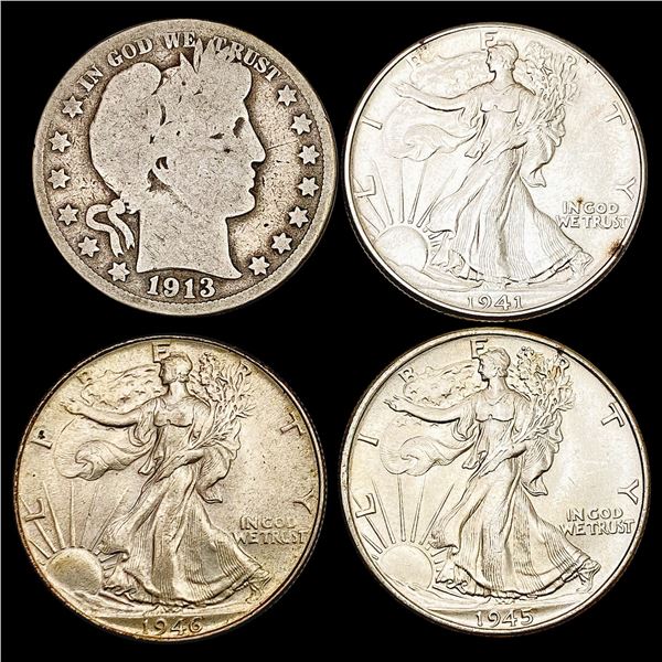1913-1946 US Silver Half Dollar Lot [4 Coins] HIGH GRADE