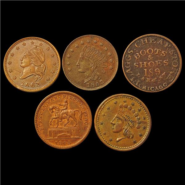 [5] 1862-1864 Varied World Tokens HIGH GRADE