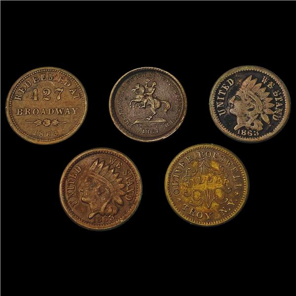 [5] 1863 Varied U.S. Tokens HIGH GRADE