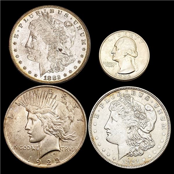 1882-1936 Varied US Silver Coinage Lot [4 Coins] HIGH GRADE