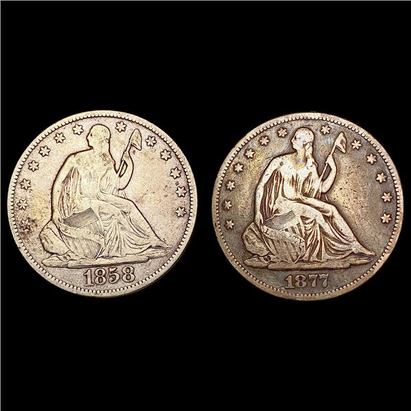 [2] 1877-S&1858 Seated Liberty Half Dollar NICELY CIRCULATED
