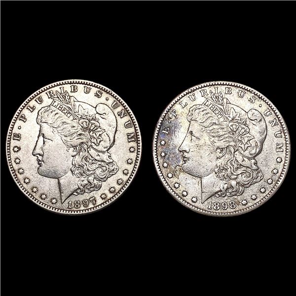 1897-1898 [2] Morgan Silver Dollar NEARLY UNCIRCULATED