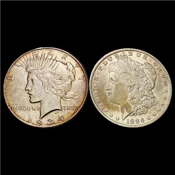 [2] 1886-O&1934-D Silver Dollars HIGH GRADE