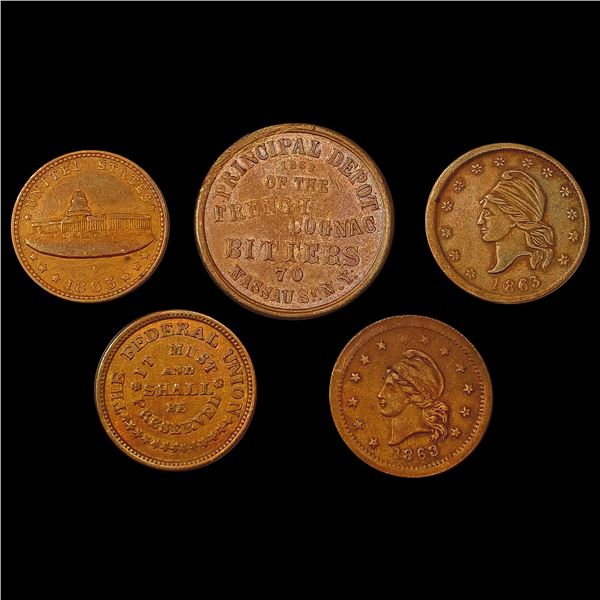 [5] 1863 Civil War Tokens HIGH GRADE