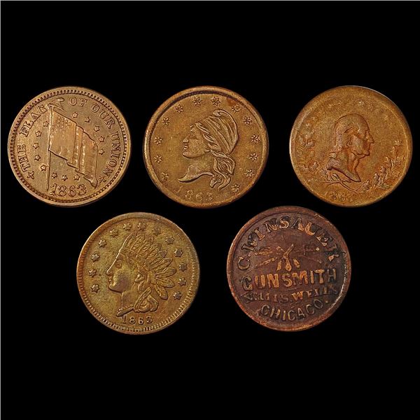[5] 1863 Varied U.S. Tokens HIGH GRADE
