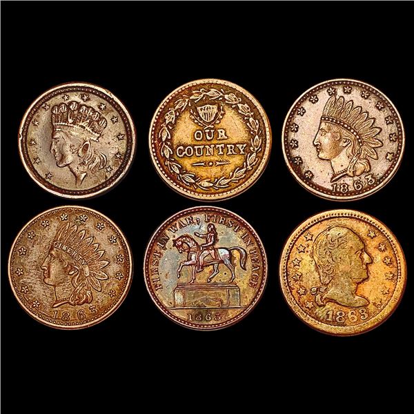 [6] 1863-1864 Civil War Token Lot HIGH GRADE