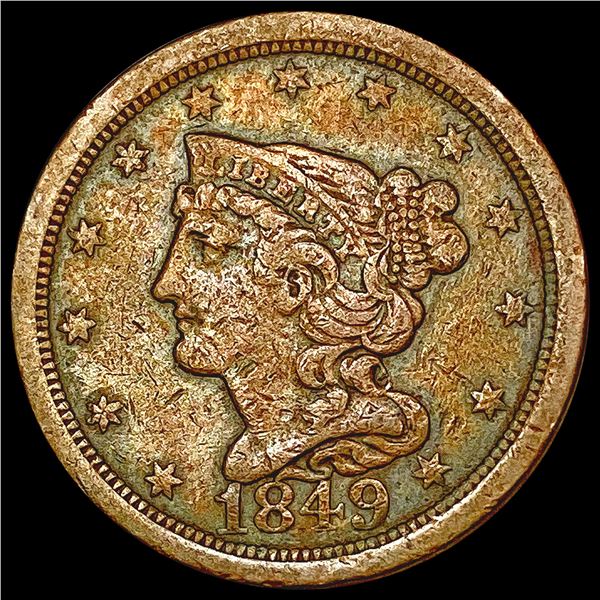 1849 Braided Hair Half Cent LIGHTLY CIRCULATED