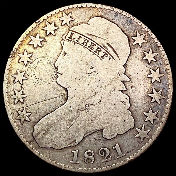 1821 O-107 Capped Bust Half Dollar NICELY CIRCULATED