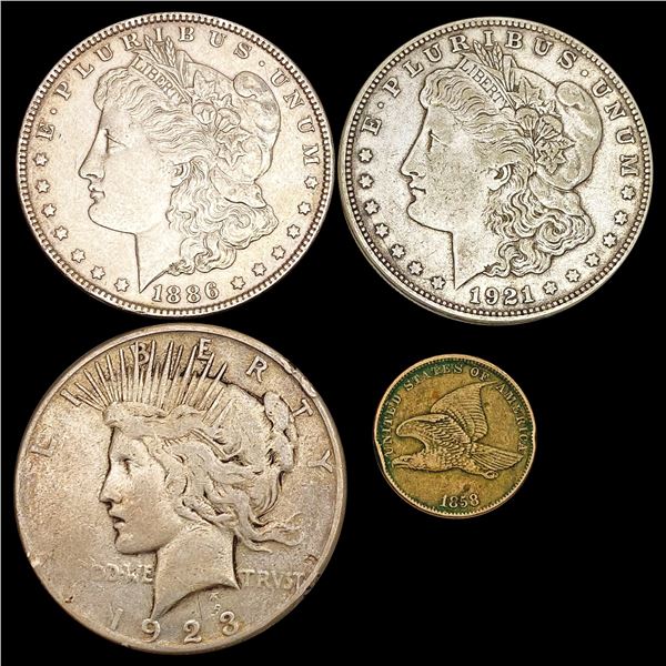 1858-1923 Varied US Coinage Lot [4 Coins] HIGH GRADE