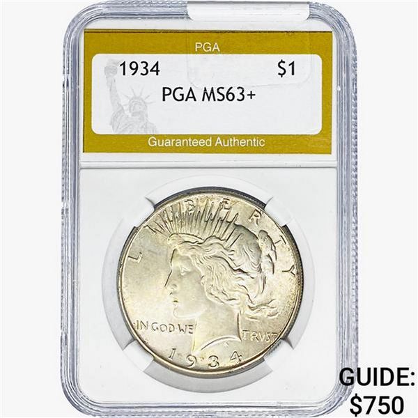 1934 Silver Peace Dollar PGA MS63+