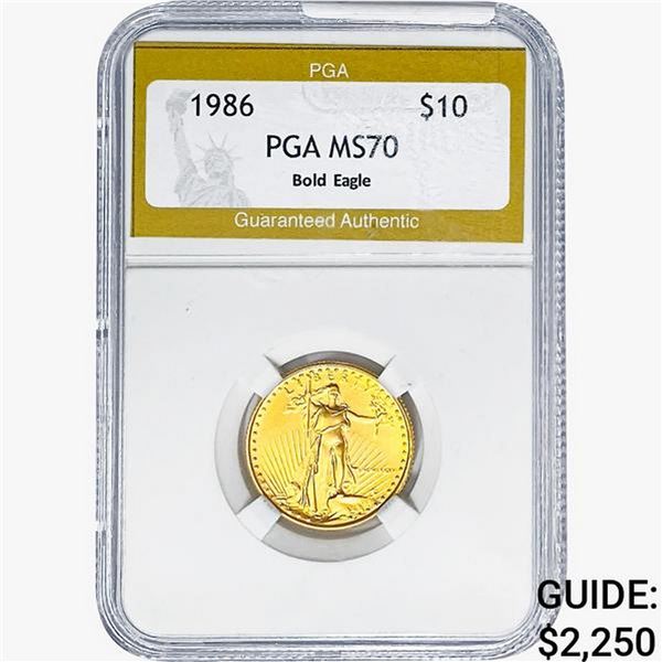 1986 1/4oz Gold $10 Eagle PGA MS70
