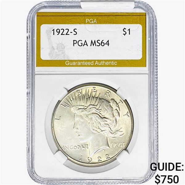 1922-S Silver Peace Dollar PGA MS64