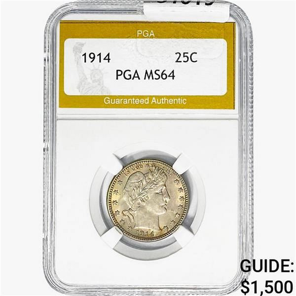 1914 Barber Quarter PGA MS64