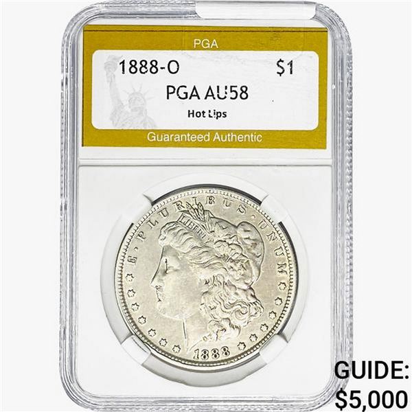 1888-O Morgan Silver Dollar PGA AU58 HOT LIPS