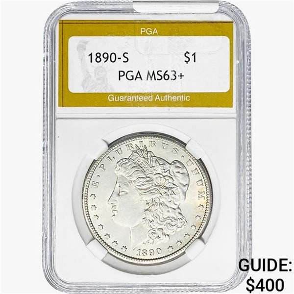 1890-S Morgan Silver Dollar PGA MS63+