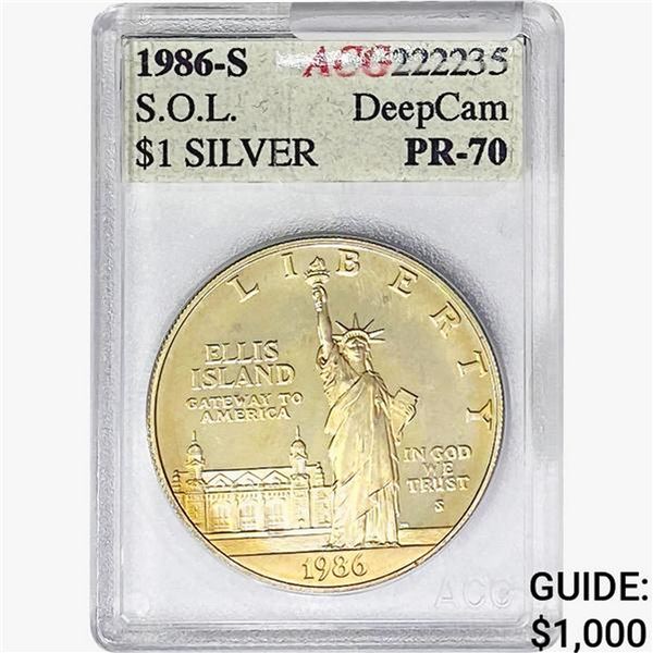 1986-S Silver Liberty $1 ACG PR70 DCAM
