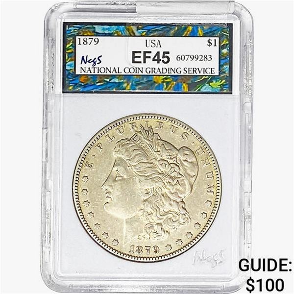 1879 Morgan Silver Dollar NEGS EF45