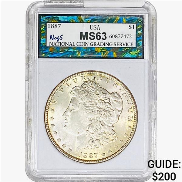 1887 Morgan Silver Dollar NEGS MS63