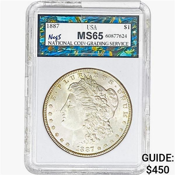 1887 Morgan Silver Dollar NEGS MS65