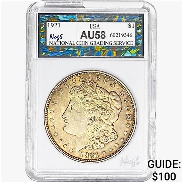 1921 Morgan Silver Dollar NEGS AU58